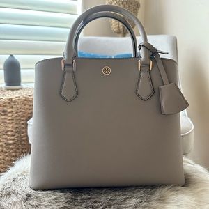 Tory Burch Robinson Triple Compartment Tote Gray Heron